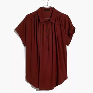 Madewell Central Drapey Popover Shirt in Dusty Burgundy XS
